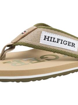 Tongs Tommy Hilfiger Patch Beige pour Homme