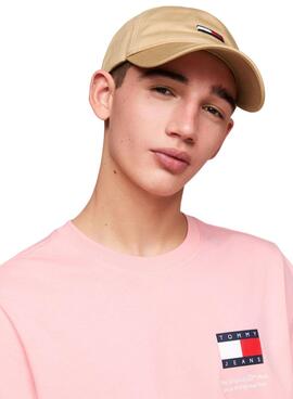 Casquette Tommy Jeans Elongated Flag en beige