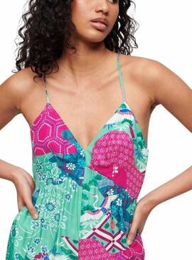 Combinaison de soirée Superdry Cami Turquoise et Rose pour femme