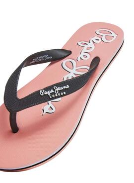 Tongs Pepe Jeans Bay Beach Brand Rose pour Femme