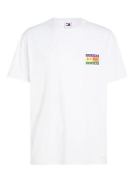 Maillot Tommy Jeans Summer Flag Blanc pour Homme