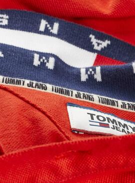 Polo Tommy Jeans Flag Neck Rouge Homme