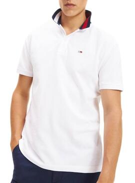 Polo Tommy Jeans Flag Neck Blanc Homme