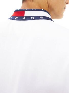 Polo Tommy Jeans Flag Neck Blanc Homme