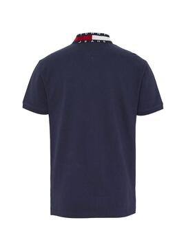 Polo Tommy Jeans Flag Neck Marine Homme
