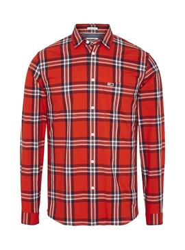 Chemise Tommy Jeans Essential Check Rouge Homme