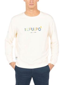 Pull Over El Pulpo Formes Blanc Cassé Pour Homme