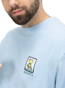 Sweatshirt El Pulpo Patch Imprimé Bleu Homme
