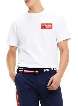 T-Shirt Tommy Jeans Back Multilogos Blanc Homme