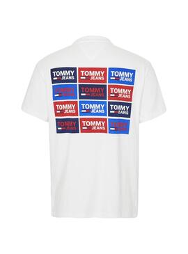 T-Shirt Tommy Jeans Back Multilogos Blanc Homme