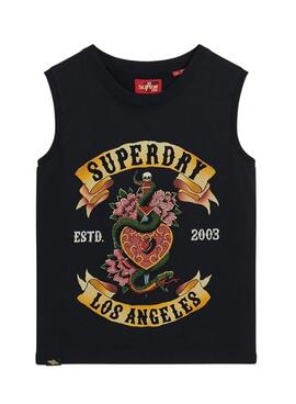 T-shirt Superdry Tattoo Tank Noir pour Femme