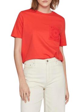 T-shirt Vila Sybil Crochet Rouge Pour Femme