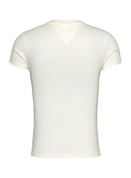 T-shirt Tommy Jeans Flower Slim Blanc pour Femme