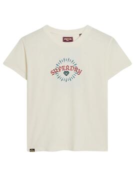 T-shirt Superdry Tattoo Blanc Pour Femme