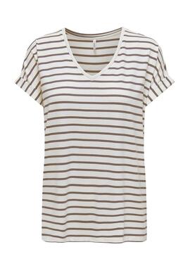 T-shirt Only Moster Beige pour femme