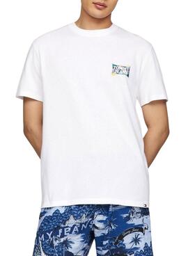 T-shirt Tommy Jeans Fllower Regular Blanc Pour Homme