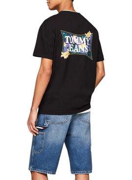 T-shirt Tommy Jeans Flower Regular Noir pour Homme.