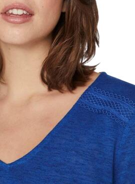 Débardeur Vila Viamer V-Neck Lace bleu pour femme
