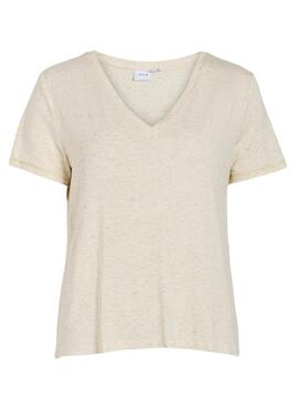 Maillot Vila Vinoella col en V beige pour femme