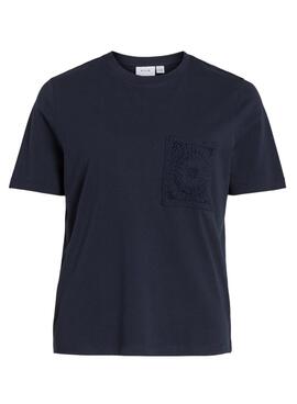 T-shirt Vila Visybil Crochet Bleu Marine Pour Femme