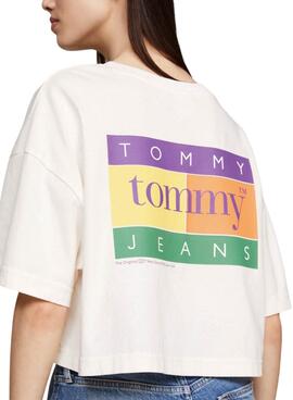 T-shirt Tommy Jeans Oversize Été Blanc Pour Femme