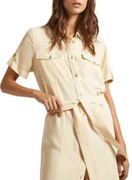 Robe Pepe Jeans Evelinda Beige Pour Femme