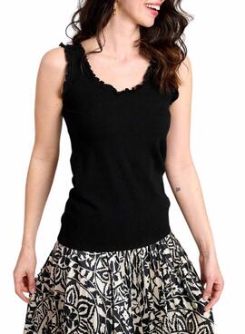 T-shirt Naf Naf froncée noir pour femme
