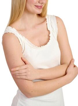 Maillot Naf Naf froncé blanc pour femme