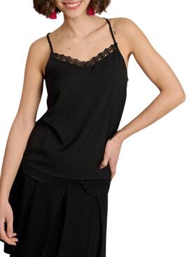 Top Naf Naf en dentelle noire pour femme