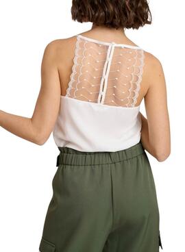 Top Naf Naf en dentelle blanc pour femme