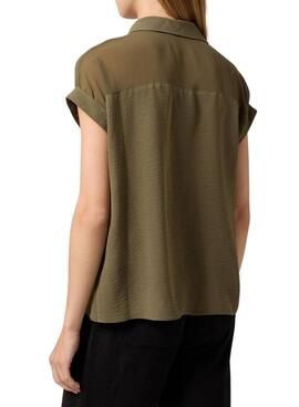 Chemisier Naf Naf vert semi-transparent pour femme