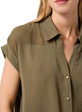 Chemisier Naf Naf vert semi-transparent pour femme