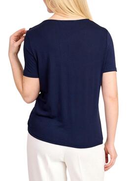 Camiseta Naf Naf Love Bleu Marin Pour Femme