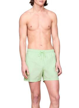 Maillot de bain Tommy Jeans Heritage en nylon froissé vert pour homme