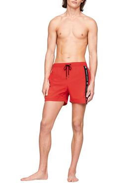 Maillot Tommy Jeans à cordon de serrage avec bande latérale rouge pour homme