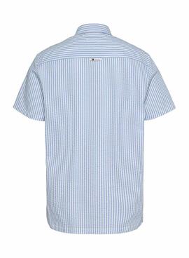 Chemise Tommy Jeans à rayures seersucker bleue pour homme