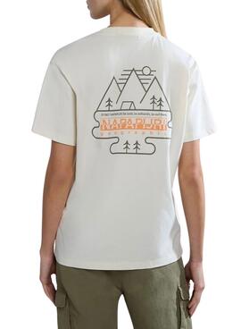 Camiseta Napapijri Faber blanche pour femme.