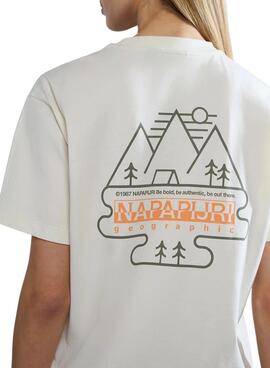 Camiseta Napapijri Faber blanche pour femme.