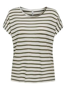 T-shirt Only Susie à rayures blanches pour femme.