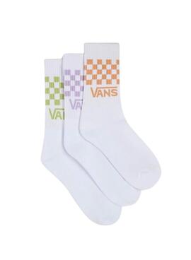 Chaussettes Vans Pack Check Crew Blanc pour Femmes et Hommes