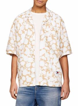 Chemise Tommy Jeans Relaxed Floral Aop Beige pour Homme