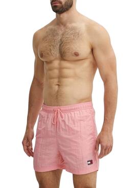 Maillot de bain Tommy Jeans Crinkle Rose pour hommes