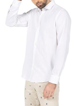 Chemise El Pulpo en lin blanc à logo pour homme