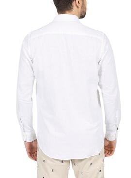 Chemise El Pulpo en lin blanc à logo pour homme