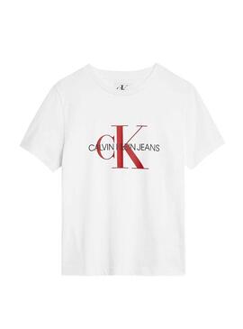 T-Shirt Calvin Klein Monogram Blanc Fille