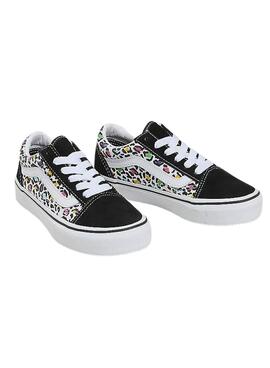 Sneakers Vans Old Skool Animal Noir Enfant Fille ou Garçon