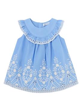 Robe Mayoral Brodée Bleue à Bordure pour Bébé