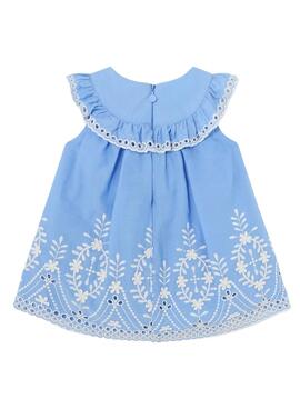 Robe Mayoral Brodée Bleue à Bordure pour Bébé