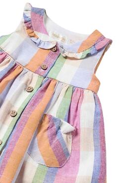 Robe Mayoral à carreaux rayures multicolores pour bébé