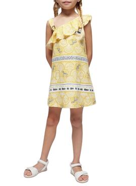 Robe asymétrique jaune Mayoral pour fille